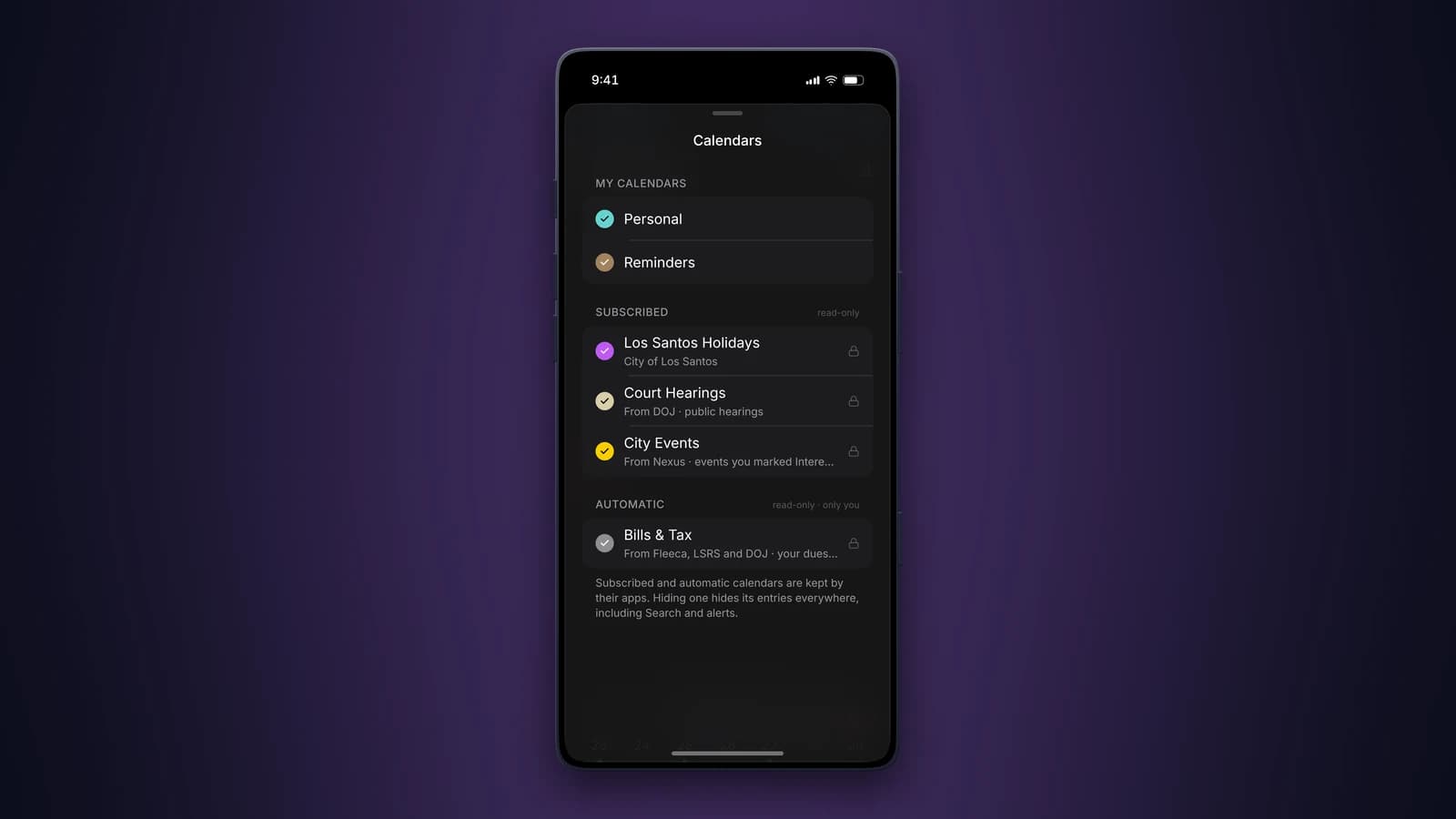 Calendars that update automatically