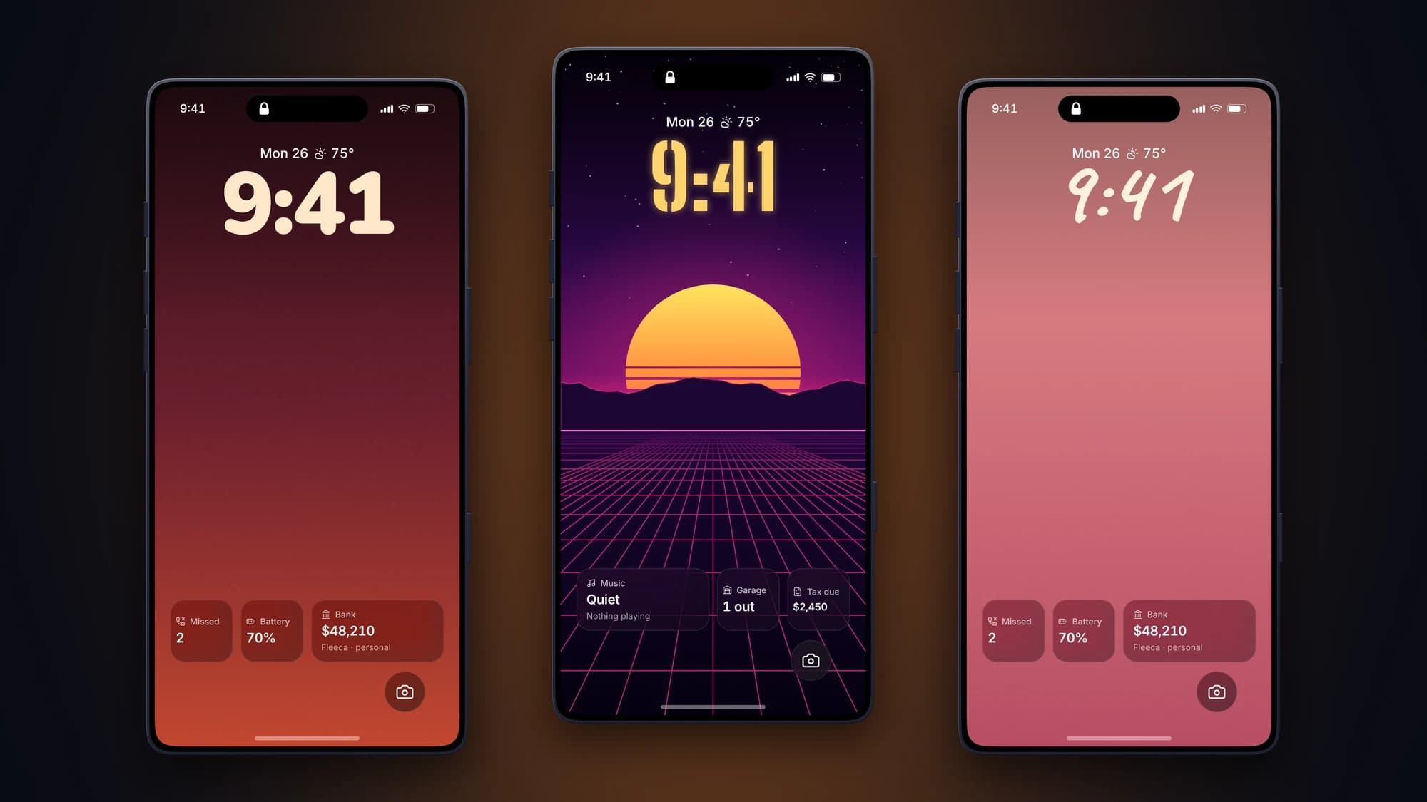 Widgets for your bank, battery, missed calls and more.