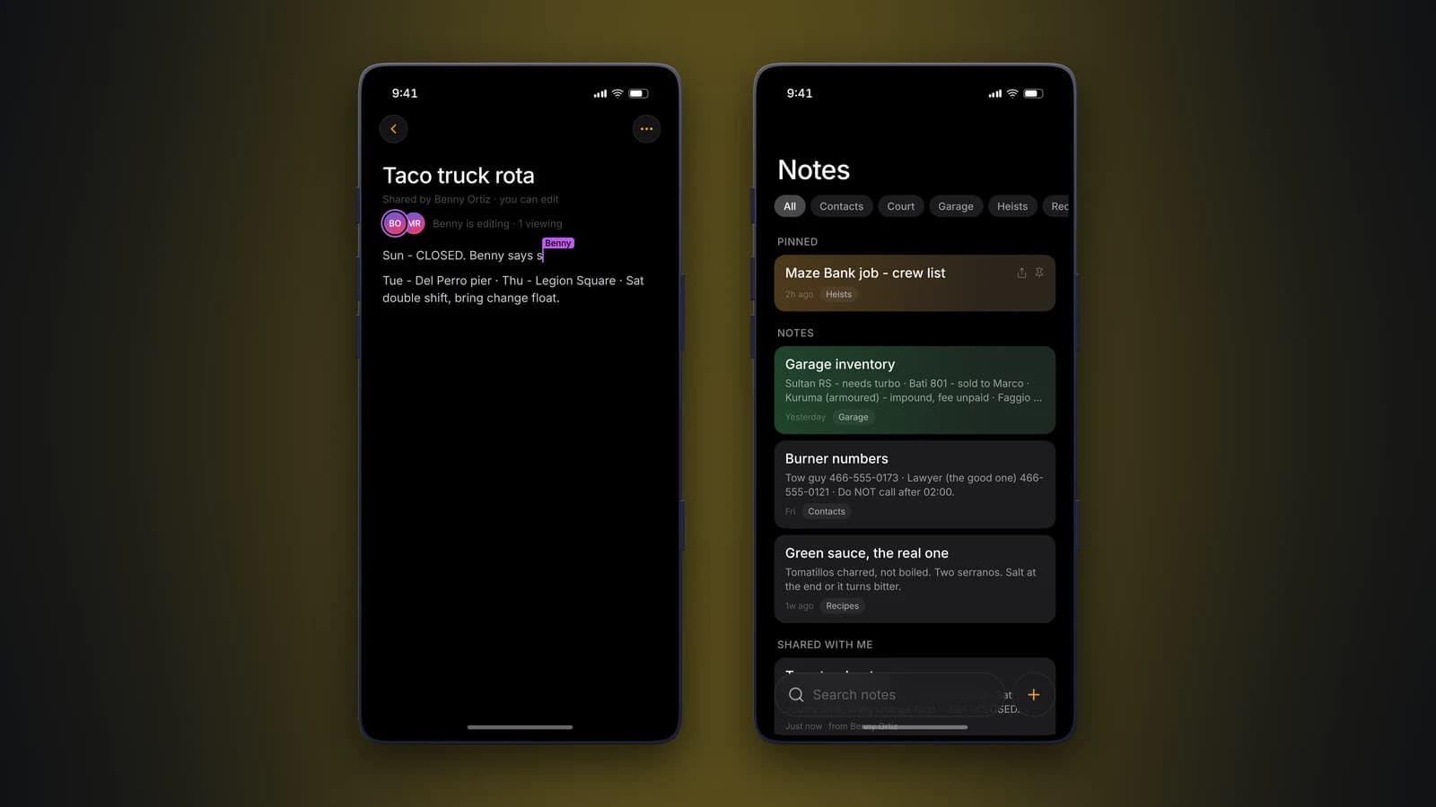 Work on notes together